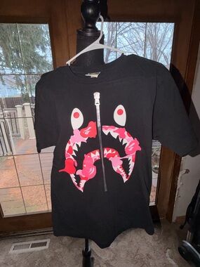 Bape Black T-Shirt with Gold Ape Head Tag